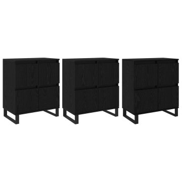 Vidaxl Strani šal 3 pcs Črna Orehovina 60 x 35 x 70 cm