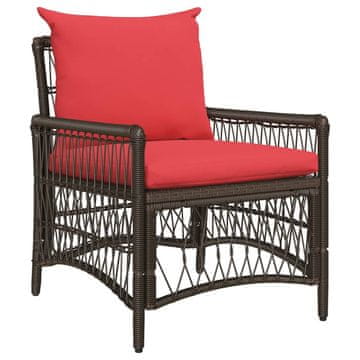 Vidaxl Vrtni Stol z blazino Rjava 73 x 61 x 77 cm poli ratan