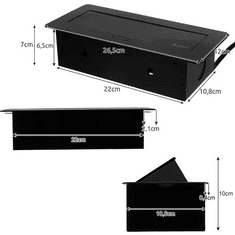 Izoxis Pohištvena potopna vtičnica 21659, 2x šuko, 2x USB, s kablom 1.8m, črna