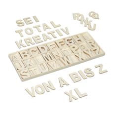 Northix Lesene črke abecede set 104 kos naravni les