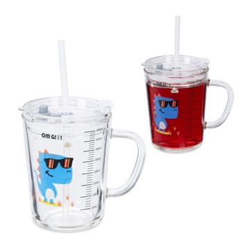 Northix Set 2 otroških kozarcev 250 ml s slamico in pokrovom BPA free