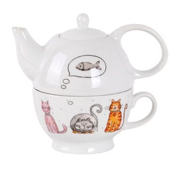 Toro Porcelanasti čajnik s skodelico 450 ml Mačka in Pes