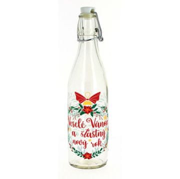 STEKLENICA Z ZAPORKO 1L VESEL BOŽIČ
