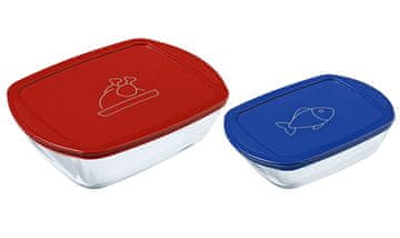 Pyrex KOMPLET PRAVOKOTNIH KOZARCEV 2 KOSA, 1,2L+2,5L, STEKLO