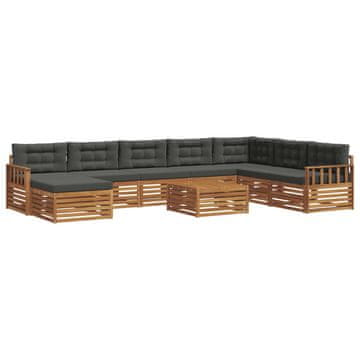 Vidaxl Zunanja garnitura za sedenje 9 szt. Naravna in antracitna