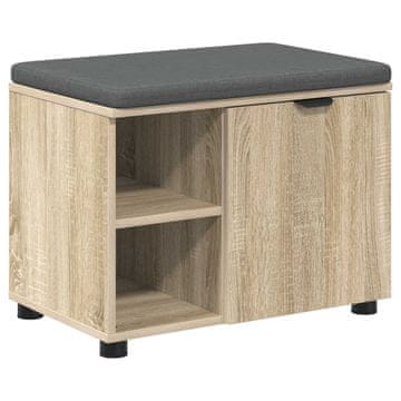 Vidaxl Haldna klop z blazino s polico Sonoma hrast 60 x 38 x 46 cm