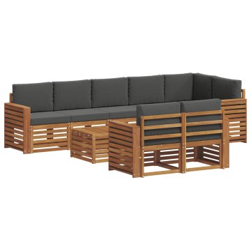 Vidaxl Sedežne garniture z blazino 9 szt. Naravna in antracitna