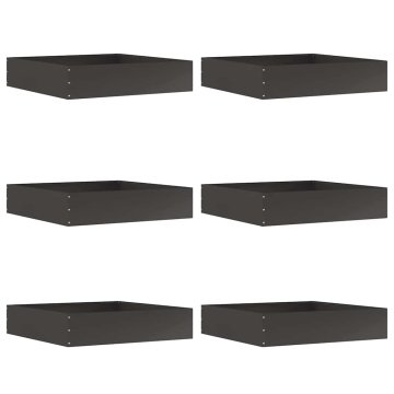 Vidaxl Robovi trave 6 szt. Črna 60 x 60 x 13 cm Jeklo