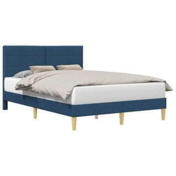 Vidaxl Konstrukcija postelje z vzglavjem Modra 140 x 190 cm Blago