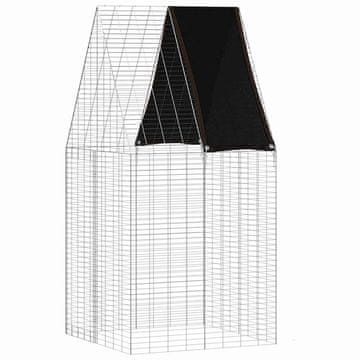 Vidaxl Kletka za zajce srebrna 100 x 100 x 210 cm Cinkana jeklena