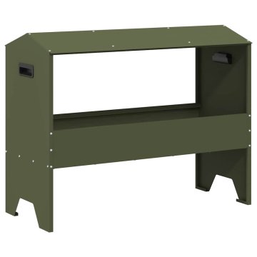 Vidaxl Hranilnica za živino Olivno zelena 79 x 35 x 62 cm 15 kg