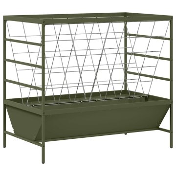 Vidaxl Hranilnica za živino Olivno zelena 100 x 60 x 90 cm 15 kg