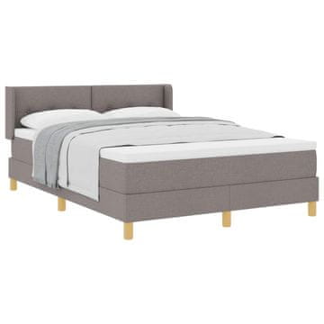 Vidaxl Postelja z vzmetnico z vzglavjem Taupe 190 x 140 cm blago