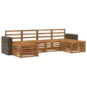 Vidaxl Sedežne garniture 6 szt. Naravna Masiven les akacije