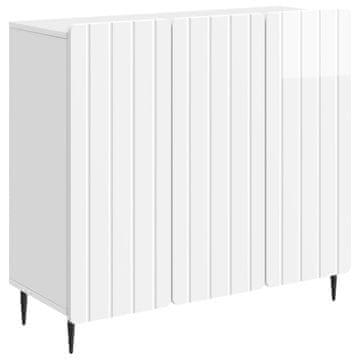Vidaxl Strani šal Bela visok sijaj 89 x 34,5 x 82 cm Inženirski les