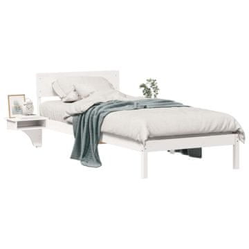 Vidaxl Konstrukcija postelje Bela 90 x 190 cm Masivno borovo les