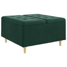 Vidaxl Ottoman s shranjevanjem Temno zelena 80 x 80 x 45 cm Žamet
