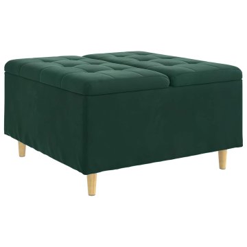 Vidaxl Ottoman s shranjevanjem Temno zelena 80 x 80 x 45 cm Žamet
