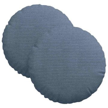 Vidaxl Sedežne blazine 2 kos Žametna tkanina Modra Premer 30 x 13 cm