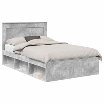 Vidaxl Konstrukcija postelje z vzglavjem Betonsko siva 135 x 190 cm