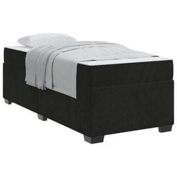 Vidaxl Konstrukcija postelje z vzmetnico Črna 100 x 200 cm blago
