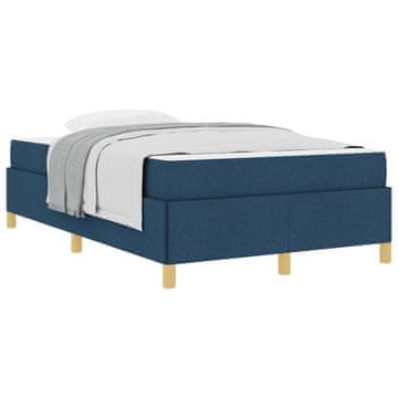 Vidaxl Konstrukcija postelje z vzmetnico Modra 120 x 190 cm blago