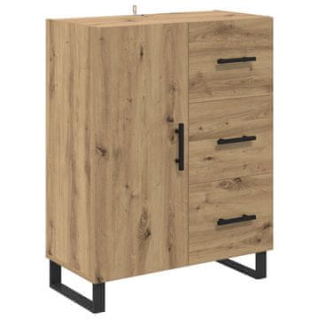 Vidaxl Strani šal s predalom Umetni hrast 69,5 x 34 x 90 cm