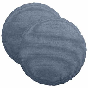 Vidaxl Sedežne blazine 2 szt. Modra Ø 40 cm Žametna tkanina