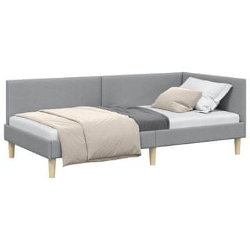 Vidaxl Kotna postelja Svetlo siva 100 cm x 200 cm Tkanina in vezan les