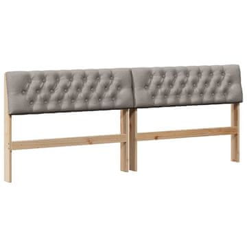 Vidaxl Tapecirano vzglavje Taupe 200 cm Masivno borovo les