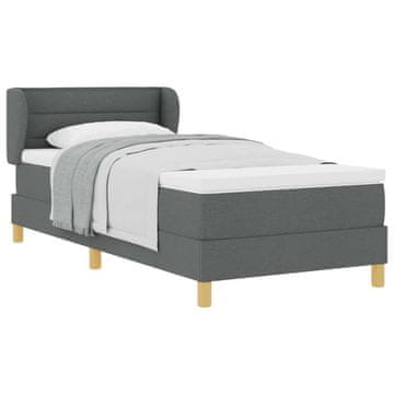 Vidaxl Postelja z vzmetnico z vzmetnico Temno siva 90 x 190 cm blago