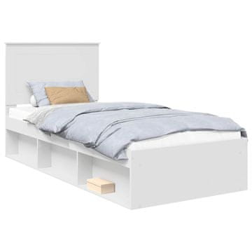 Vidaxl Konstrukcija postelje Bela 75 x 190 cm Masivno borovo les