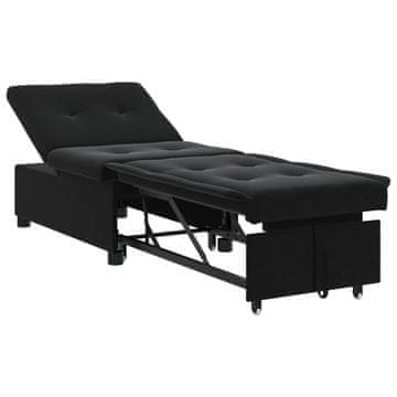 Vidaxl Sofa postelja Črna 194 x 67 x 82 cm Žamet