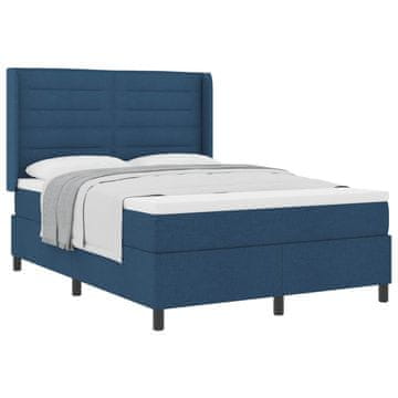 Vidaxl Postelja z vzmetnico z vzmetnico Modra 200 x 160 cm blago