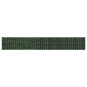 Vidaxl Ograja za balkon z listi Temno zelena 500 x 75 cm