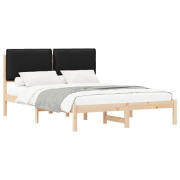 Vidaxl Posteljni okvir z oblazinjenim vzglavjem Črna 140 x 200 cm