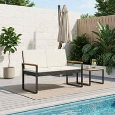 Vidaxl Zunanja klop Črna in krem bela 107 x 61 x 80 cm poli ratan