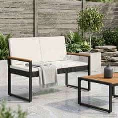 Vidaxl Zunanja klop Črna in krem bela 107 x 61 x 80 cm poli ratan