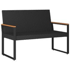 Vidaxl Zunanja klop z blazino Črna 107 x 61 x 80 cm poli ratan