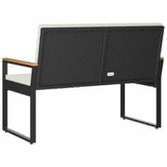 Vidaxl Zunanja klop Črna in krem bela 107 x 61 x 80 cm poli ratan