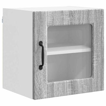 Vidaxl Stenski stekleni omarica PORTO Siva Sonoma 40 x 31 x 40 cm