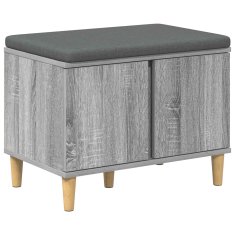 Vidaxl Haldna klop z blazino z vrati Siva Sonoma 60 x 38 x 46 cm