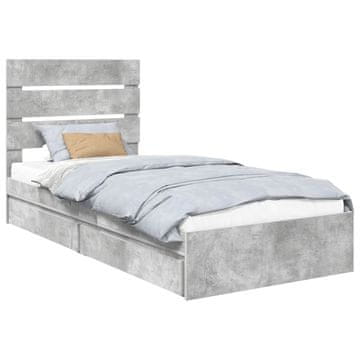 Vidaxl Postelja s shranjevanjem z vzglavjem Betonsko siva 90 x 190 cm