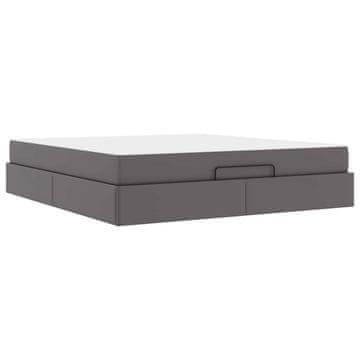 Vidaxl Posteljni okvir z vzmetnico Drugo 2 szt. Siva PVC