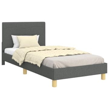 Vidaxl Otroški posteljni okvir z vznožjem Temno siva 90 x 200 cm blago