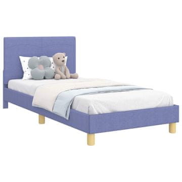 Vidaxl Otroški posteljni okvir z vznožjem Jeans modra 90 x 190 cm