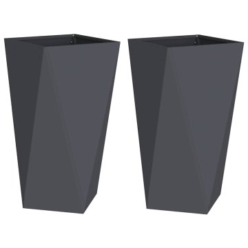 Vidaxl Cvetlično korito 2 kos Antracit 40 x 40 x 75 cm Jeklo