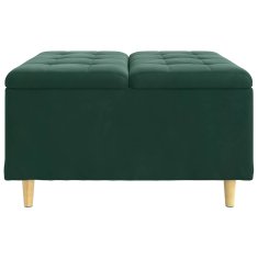 Vidaxl Ottoman s shranjevanjem Temno zelena 80 x 80 x 45 cm Žamet