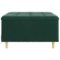 Vidaxl Ottoman s shranjevanjem Temno zelena 80 x 80 x 45 cm Žamet