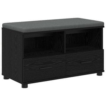 Vidaxl Haldna klop Črni Hrast 80 x 38 x 46 cm Oblikovan Les in Tkanina
